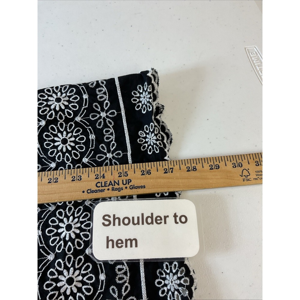 Talbots Black Cotton Eyelet Boho Off Shoulder 3/4 Sleeve Top Women's 2X Travel - Picture 8 of 9